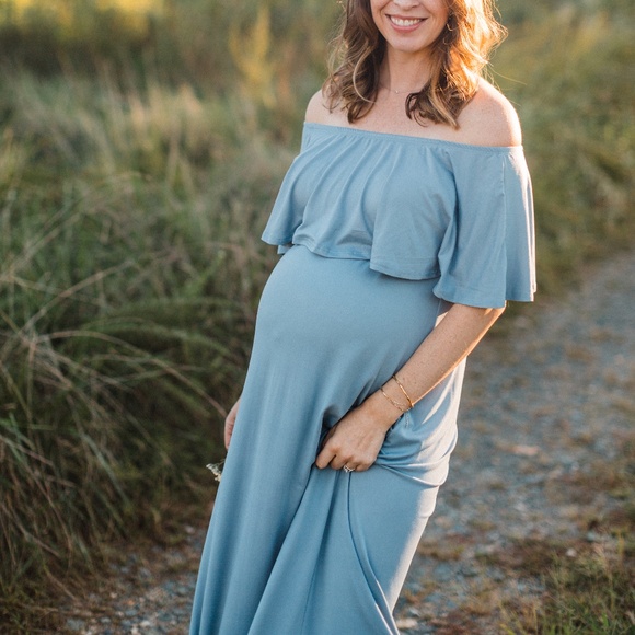 Off the Shoulder Maxi Maternity Dress - Picture 6 of 7